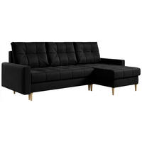 ECKSOFA Astra Schwarz Velvet - Schwarz/Braun, Holz/Textil (220/140cm) - MKS