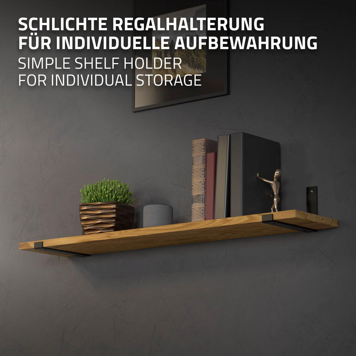 REGALHALTERUNG - Schwarz, Metall (14.5/4/26cm) - ML-DESIGN