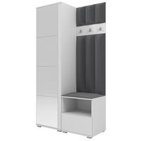 GEPOLSTERT Garderoben-Set Nela I LUX (Spiegel – Farbe Weiß + Stoff Trinity 15) - Dunkelgrau/Silberfarben, Holz/Holzwerkstoff (100/187/40cm) - Ravio