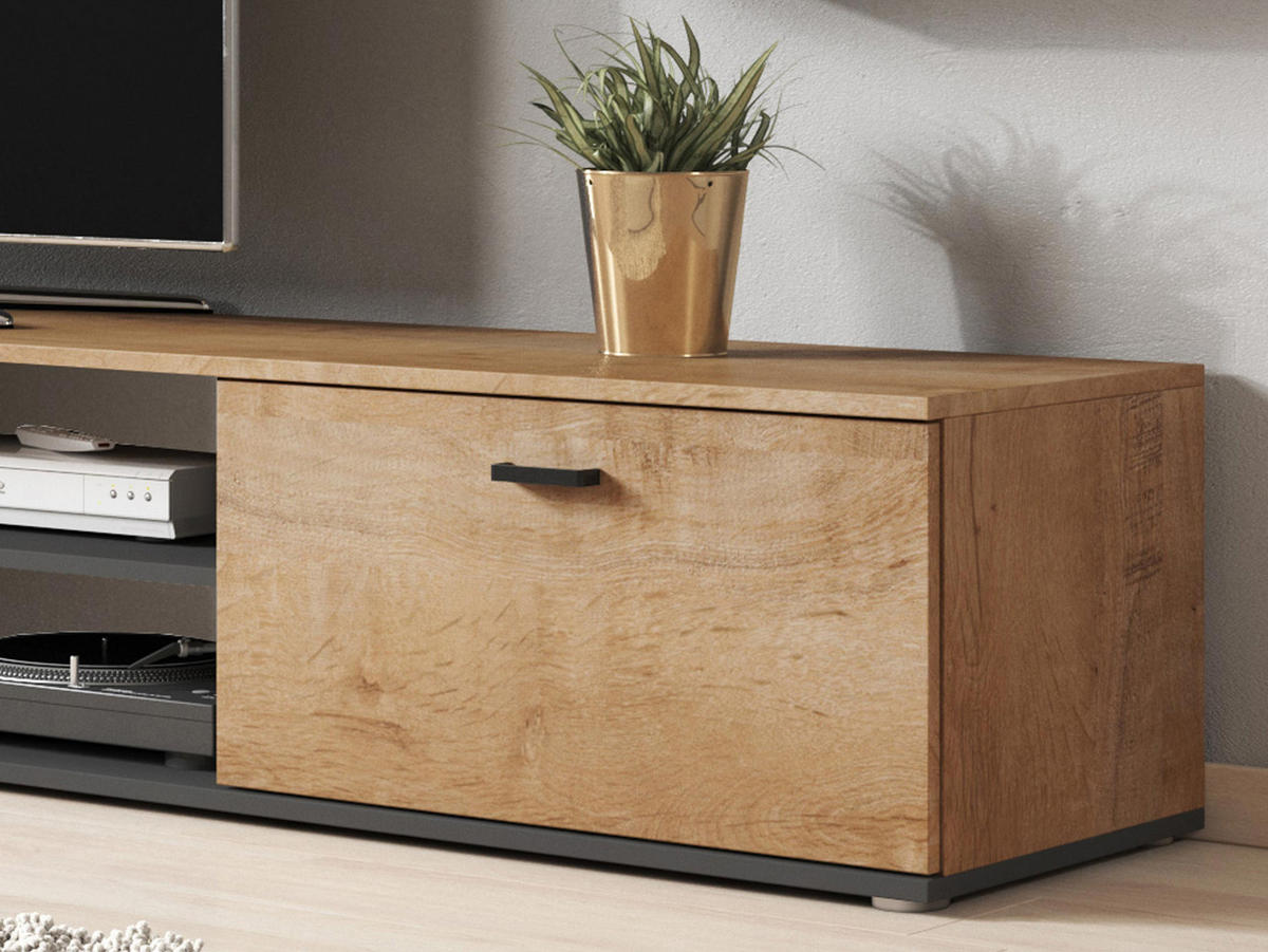 TV-LOWBOARD 140 Soho S04 - Eichefarben/Schwarz, Holzwerkstoff/Kunststoff (140/37/43cm) - MIRJAN24