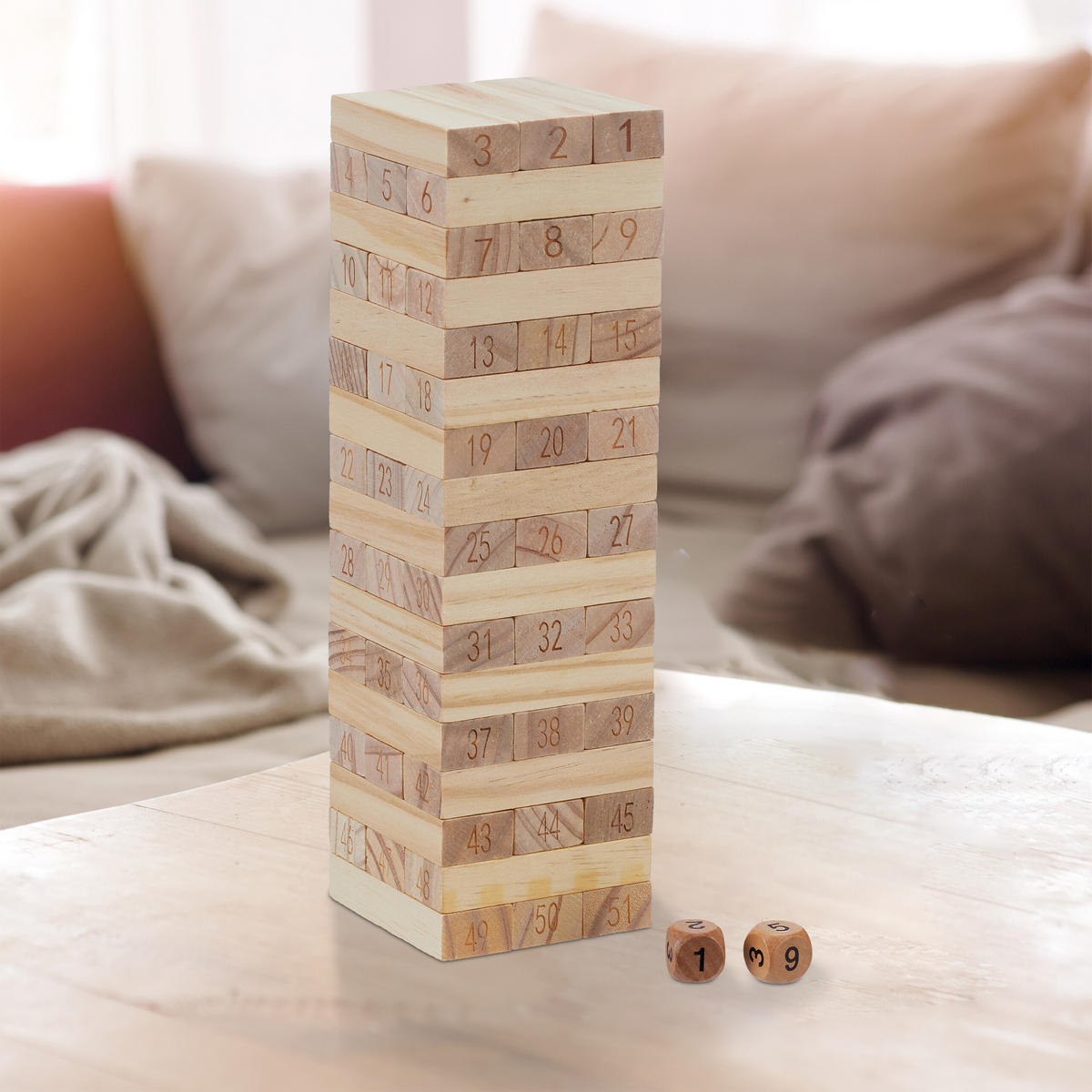 WACKELTURM - Hellbraun, Holz (7.5/7.5cm) - Relaxdays