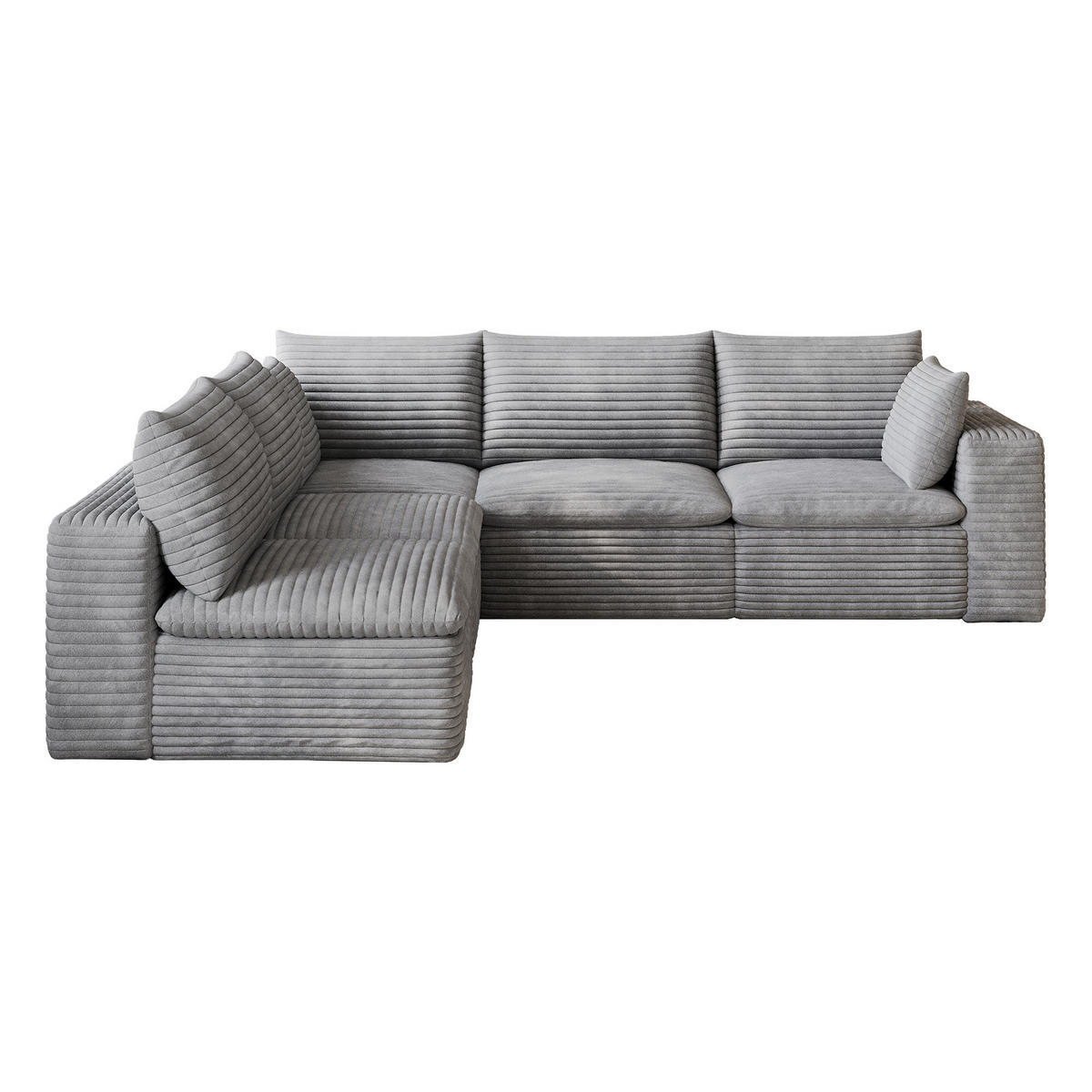 ECKSOFA DE-34773 5-Sitzer mit abnehmbare Polsterung Grau - Grau, Textil (250/260cm) - ComfortXL