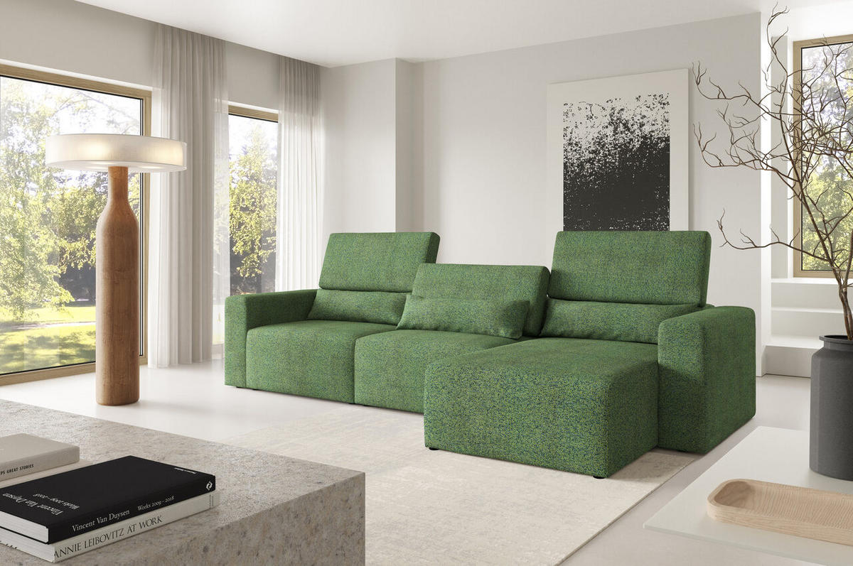 ECKSOFA Modular Premium Grün - Schwarz/Grün, Holz/Holzwerkstoff (315/172cm) - Furnisell