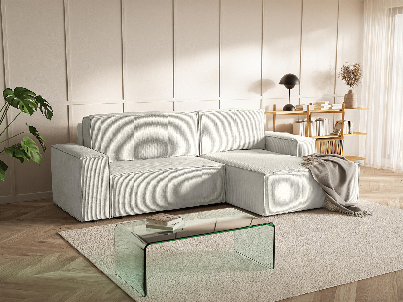 ECKSOFA Kokko mit Schlaffunktion, Cremeweiß - Creme, Textil (267/167cm) - Fedve