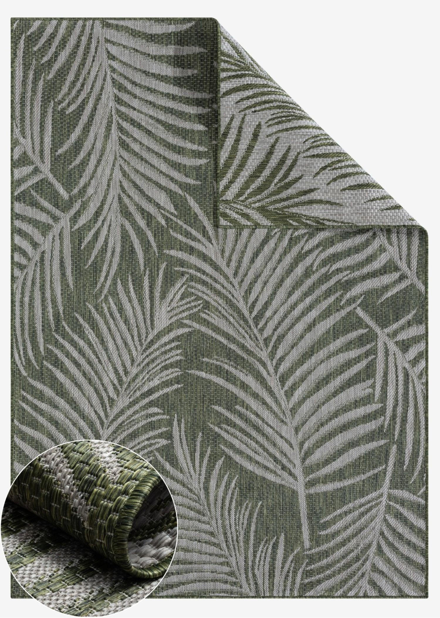 OUTDOORTEPPICH Fern Grün,Blaugrau,Hellgrau 140/200 cm - Grün, Textil (140/200cm) - My-Rug