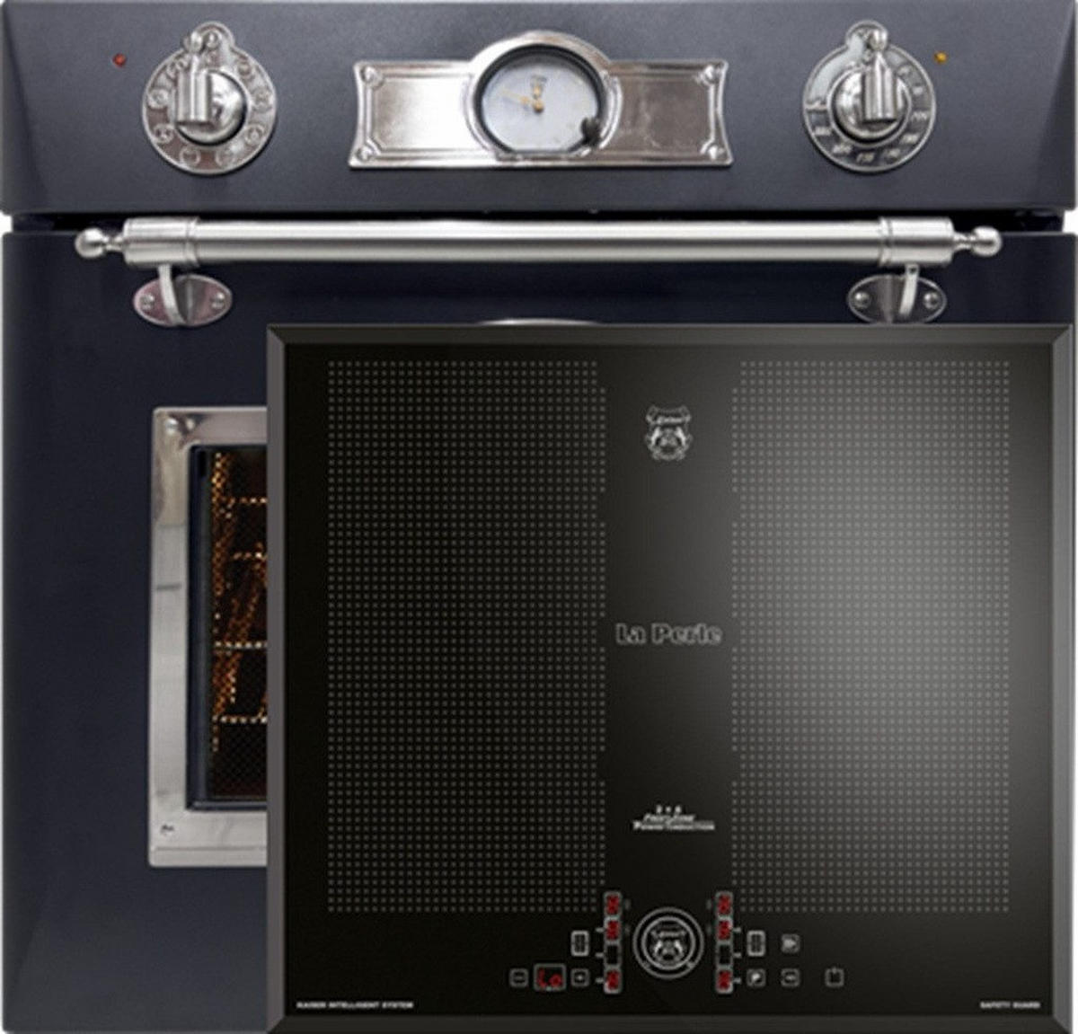 BACKOFEN-SET Elektro Backofen 60 cm EH 6355 Em Sil+KCT 61 FI Induktions-Kochfeld 60 cm - Schwarz, Metall (59.4/59.4/56.6cm) - Kaiser Küchengeräte