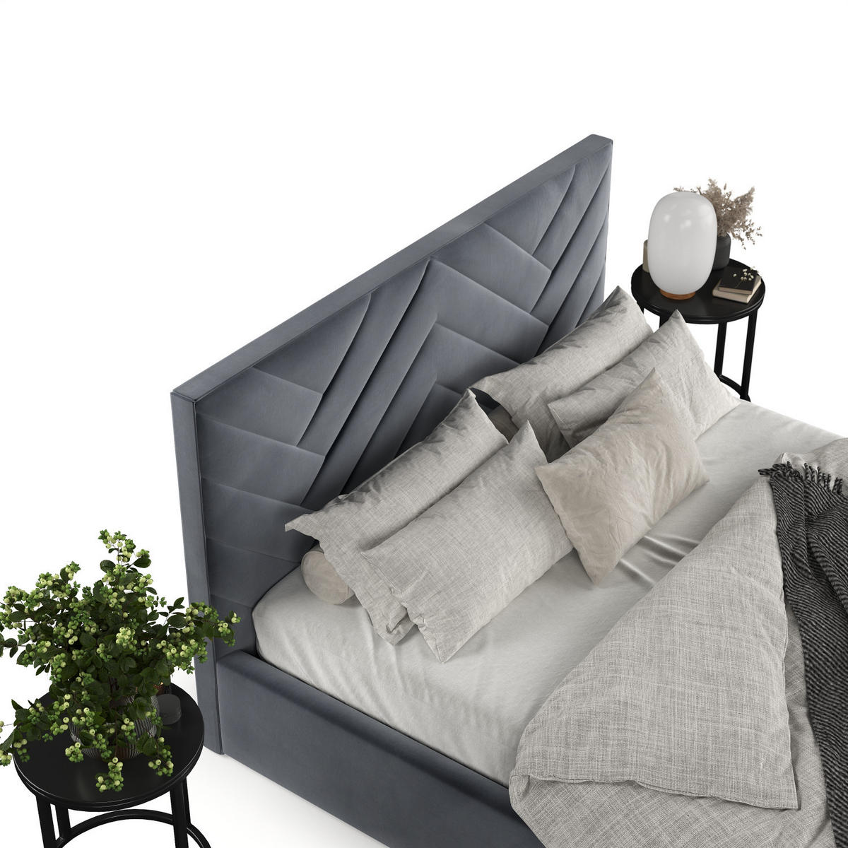 POLSTERBETT Arco 160/200 cm Dunkelgrau im Kronos Stoff - Dunkelgrau/Schwarz, Holz/Holzwerkstoff (160/200cm) - AltaBeds