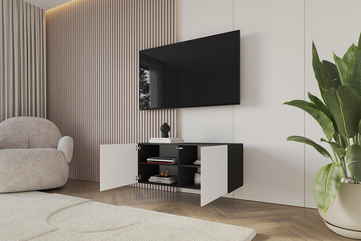 LOWBOARD NOA-2-W 100x40x41 cm - Schwarz / Weiß - Weiß, Holzwerkstoff (100/40/41cm) - ALTDECOR