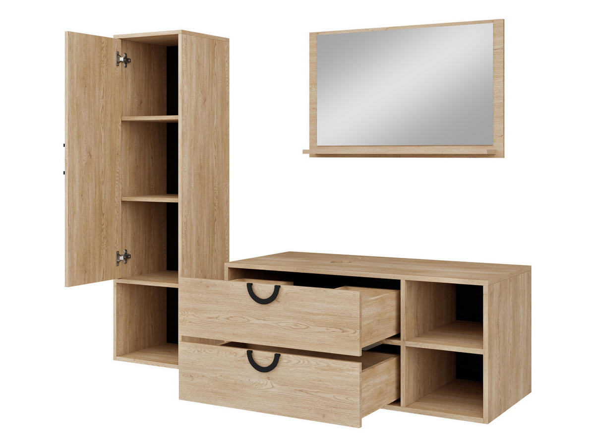 BADMÖBEL-SET 14 - Goldfarben/Nussbaumfarben, Holzwerkstoff/Metall (35/133/34cm) - MIRJAN24