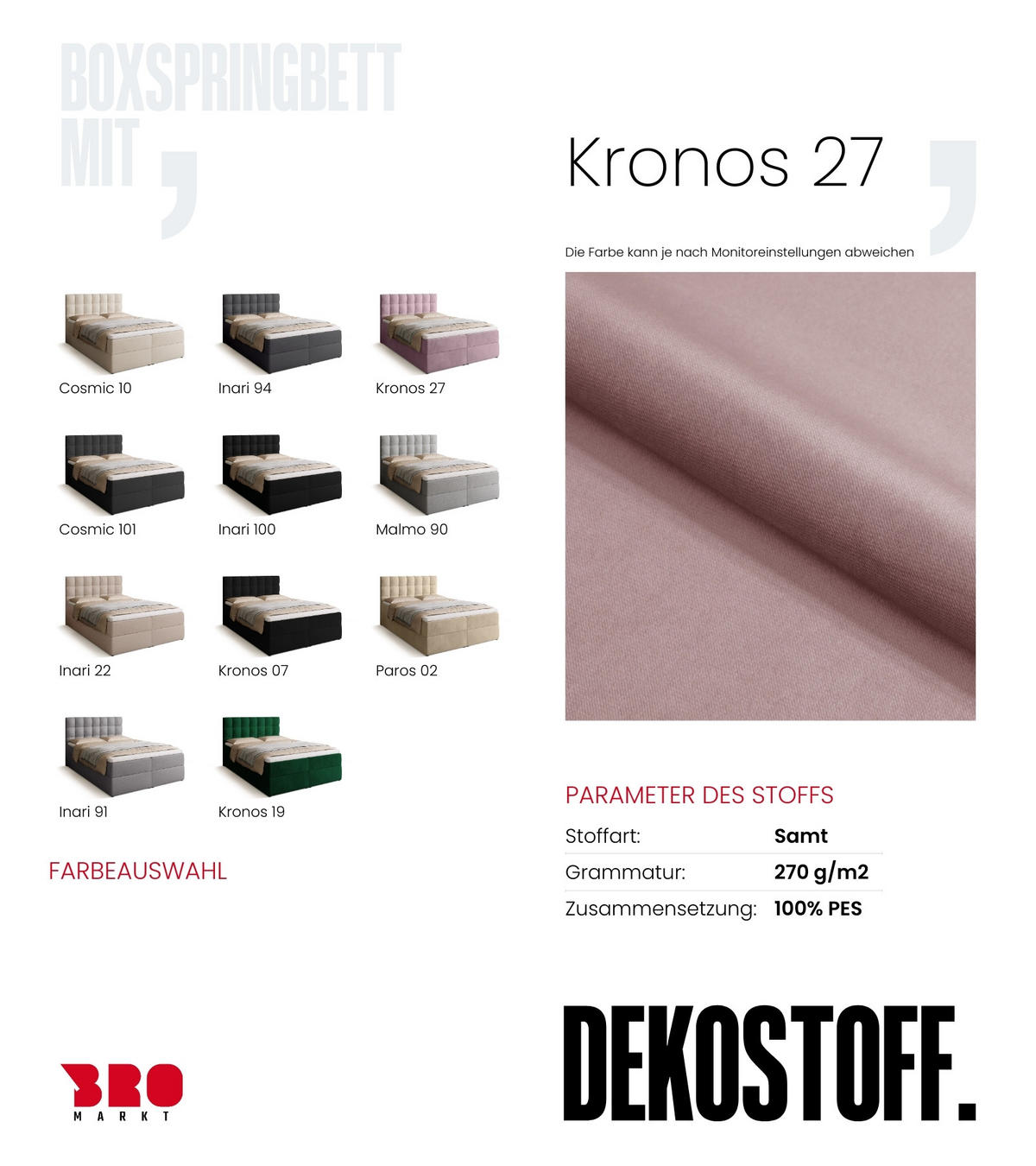 BOXBETT Detroit mit Topper 140/200 Rosa - Rosa, Holzwerkstoff/Textil (140/200cm) - Bromarkt