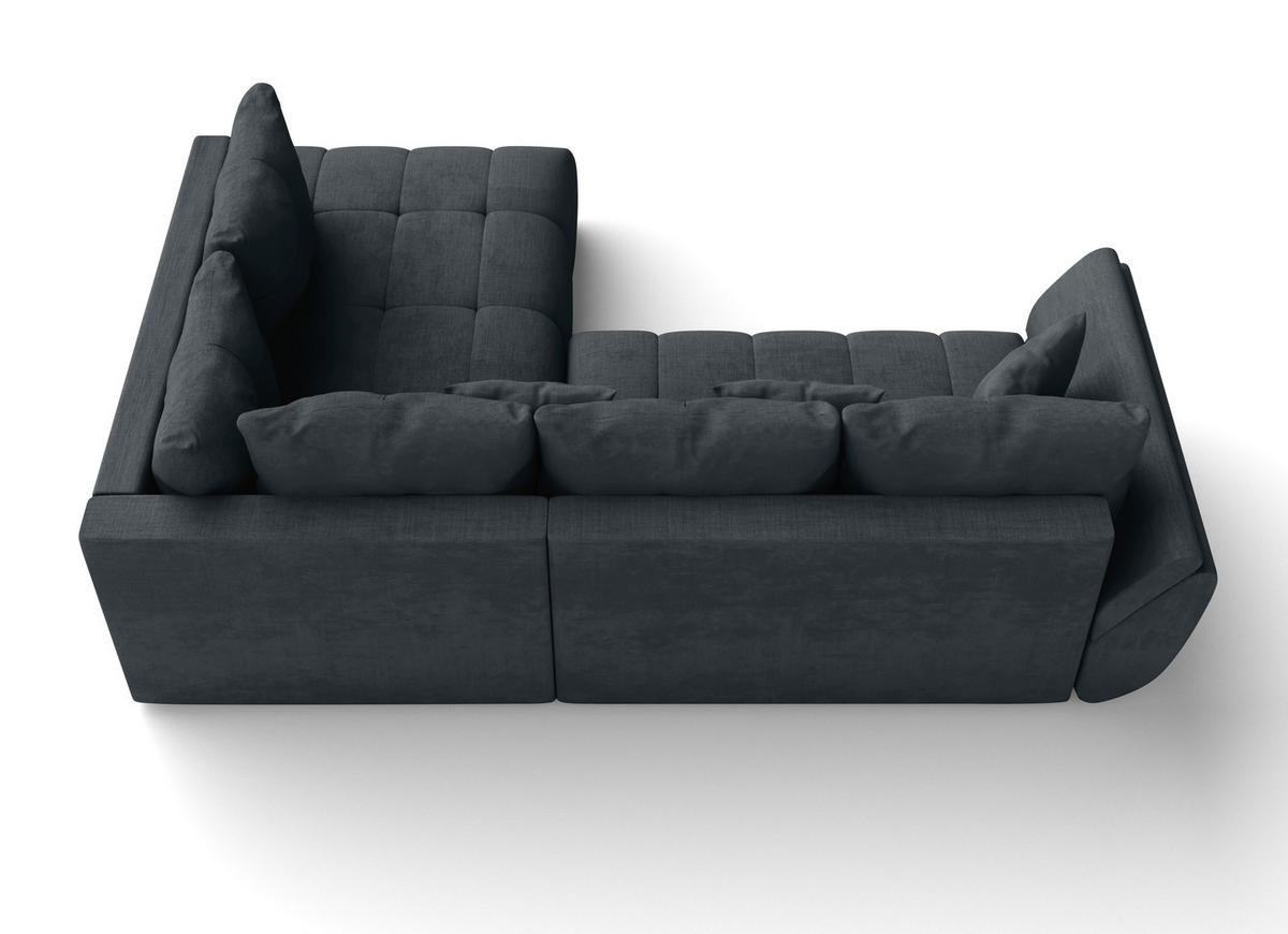 ECKSOFA L Form Kayseri Grau 266/190/86 cm – mit Bettkasten - Schwarz/Grau, Kunststoff/Textil (266/190cm) - AX Living