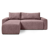 ECKSOFA PLUSH mit Schlaffunktion Rosa Cord - Rosa, Textil (240/145cm) - Bromarkt