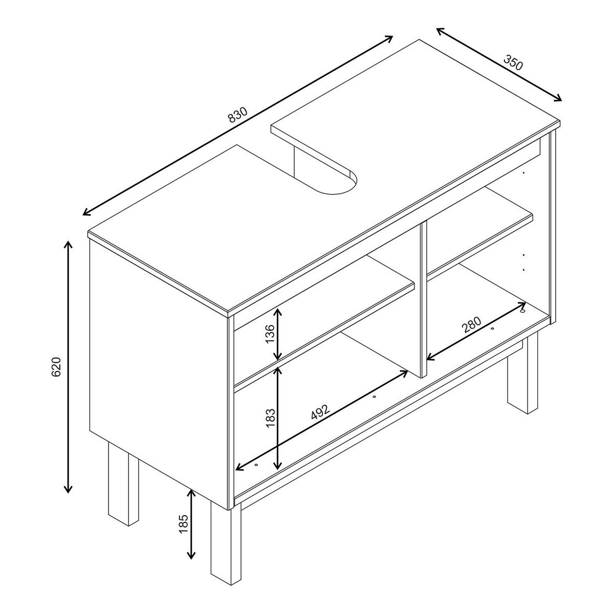 MASSIVER WASCHBECKENUNTERSCHRANK - Pinie massiv - Pinienfarben, Holz (83/62/35cm) - home24