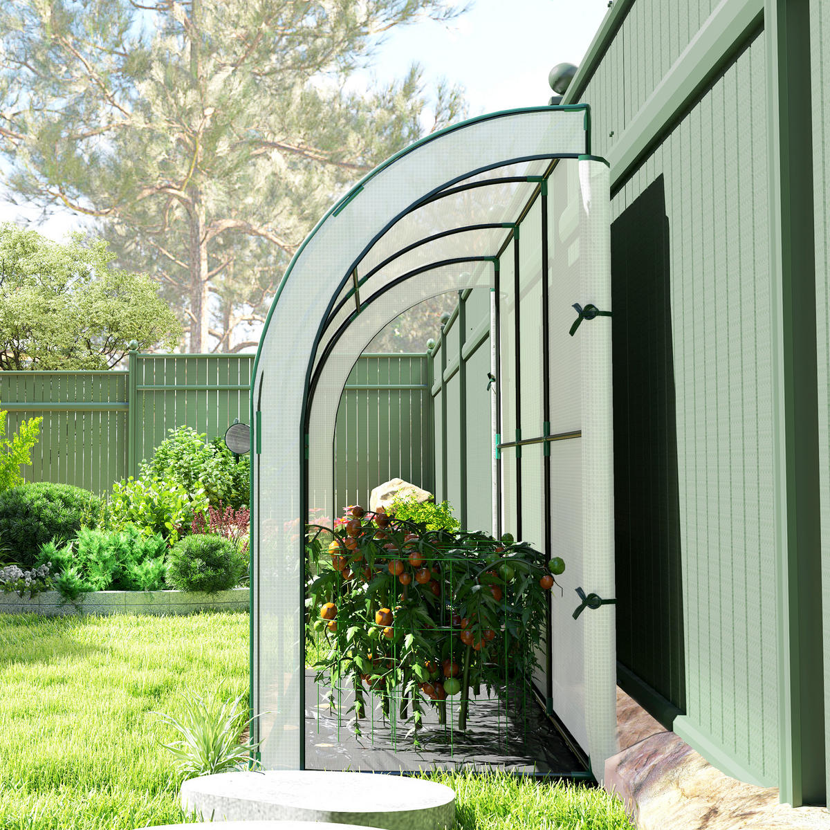 GEWÄCHSHAUS, 300L x 80B x 157H cm - Weiß, Kunststoff/Metall (80/157/300cm) - Outsunny