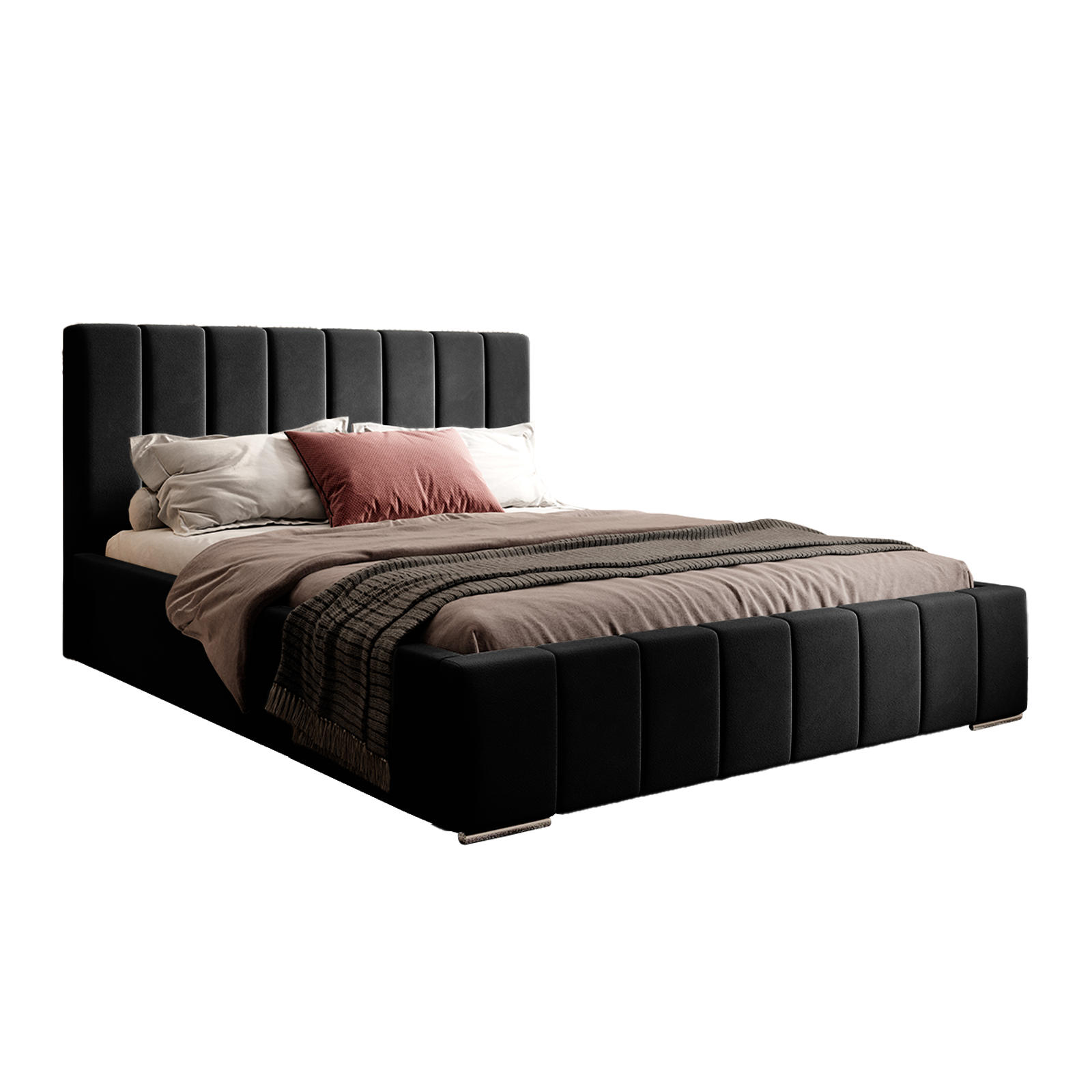 POLSTERBETT ALVORA 180x200 cm, Schwarz - Schwarz, Textil (200/180cm) - Fedve