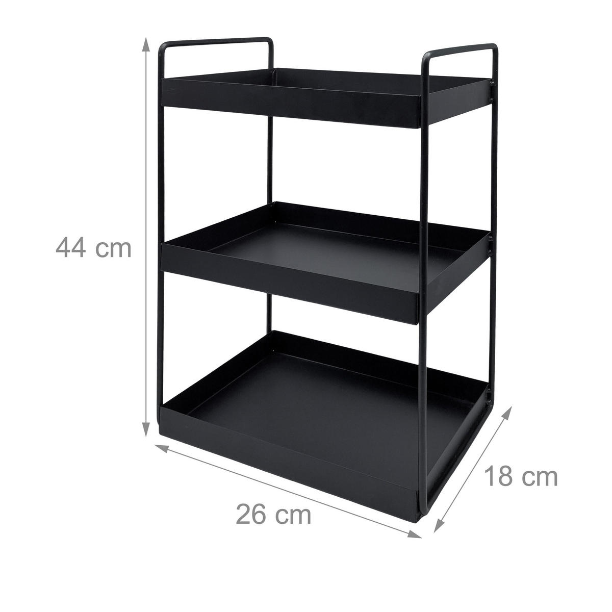 POLICA na koreniny - čierna, kov (26/44/18cm) - Relaxdays