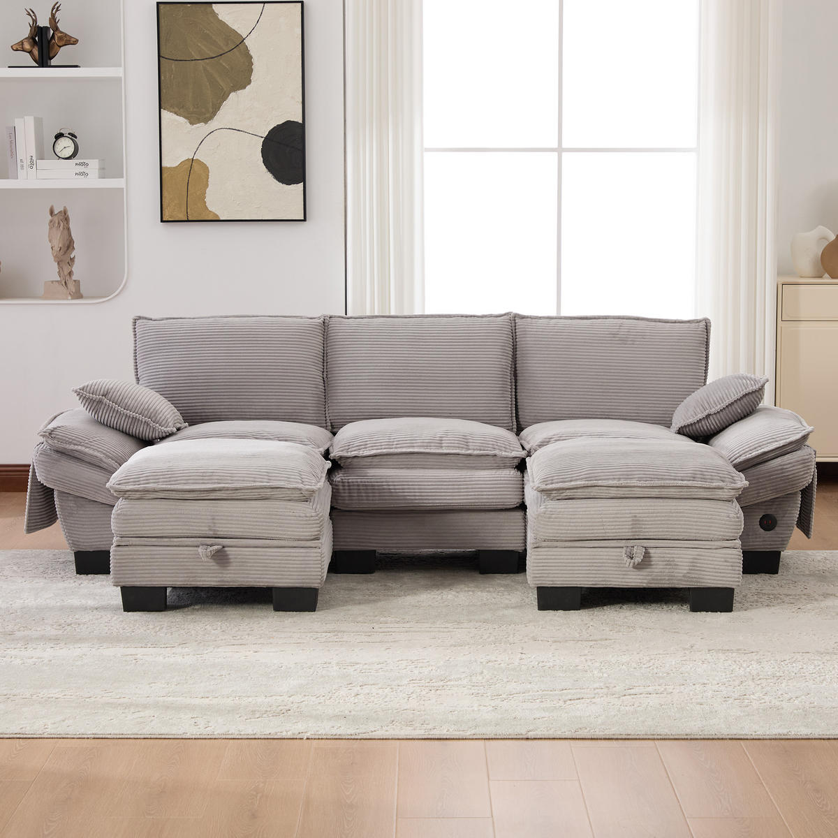 WOHNLANDSCHAFT DE-33752 modular 3-Sitzer Hellgrau - Hellgrau, Metall (260/84/132cm) - ComfortXL