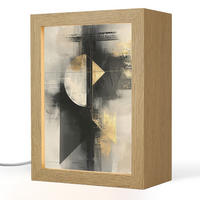 TISCHLEUCHTE Abstrakt - Schwarz - Farbe - Modern 15x20 cm - Birkefarben, Holzwerkstoff (8/15/20cm) - OnlyWow