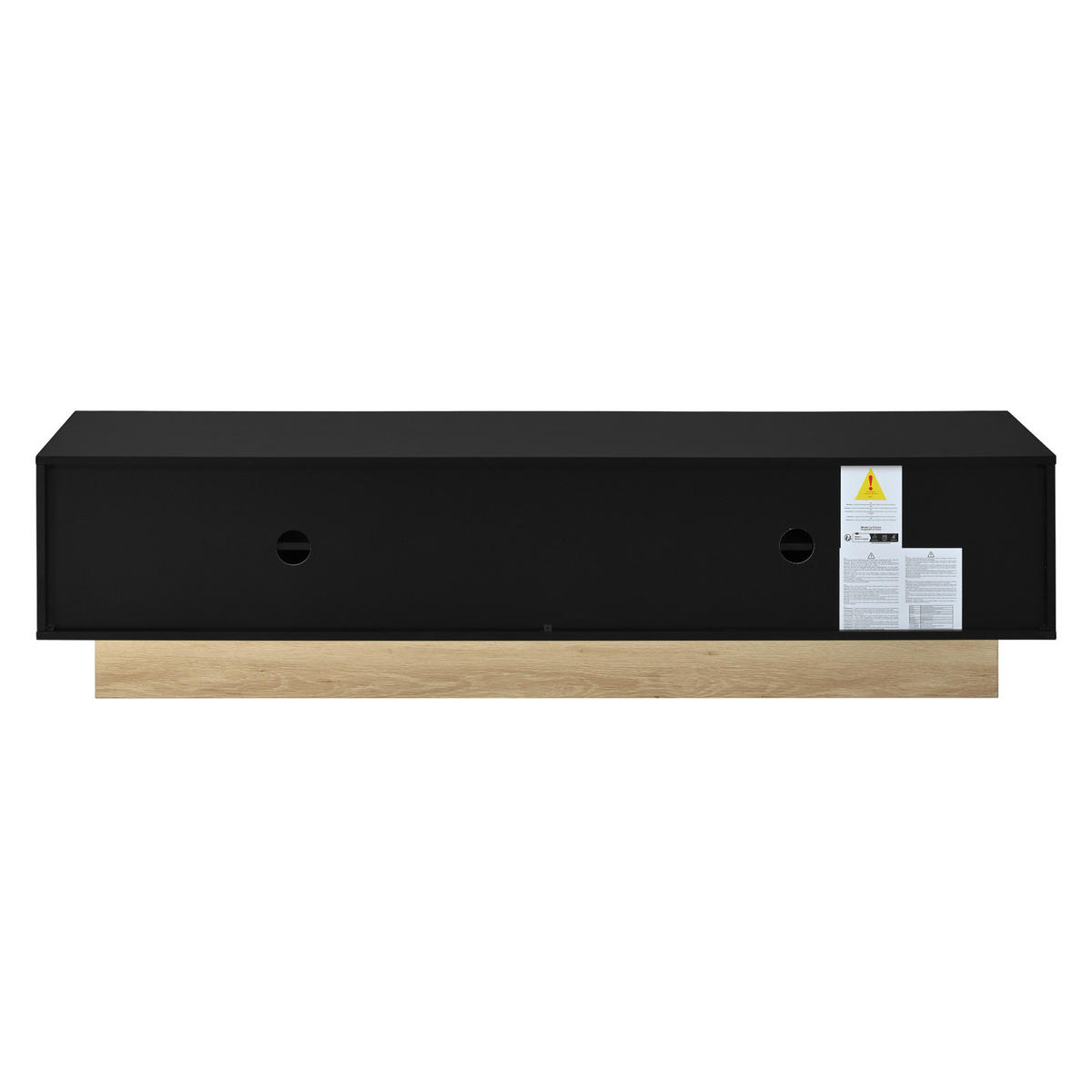 TV-LOWBOARD 175 x 40 x 41,5 cm aus MDF, Holzoptik, 4 Türen, Kabelmanagement, gebogen, Schwarz - Schwarz, Holzwerkstoff (175/41/40cm)