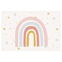 FOTOTAPETE Großer Regenbogen mit Sternen und Pünktchen 432/290 cm - Pastellblau, Papier (432/290cm) - Bilderwelten