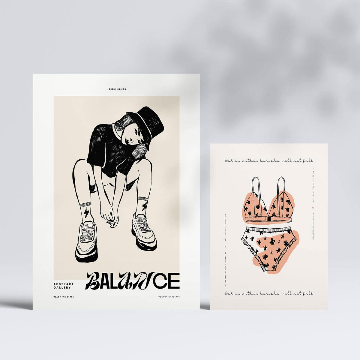 POSTER Set Mit 6 In Schwarzer Tinte Gleichgewicht A3 & A4 Rahmenlos - Klar, Papier (29/3cm) - Nacnic