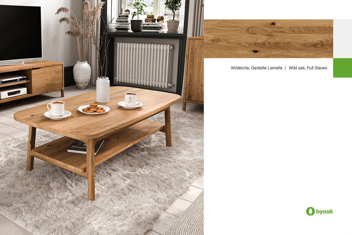 KAFFETISCH PAUL - Wildeiche, Holz (110/70/42cm) - byoak