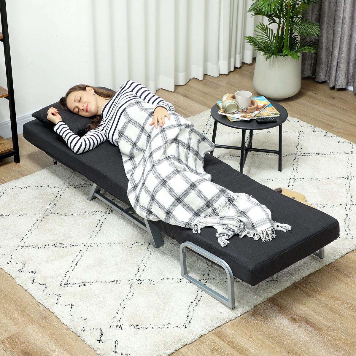 SCHLAFSESSEL DE-14646 5-fach verstellbar & klappbar Schwarz - Schwarz, Textil (73/81/78cm) - ComfortXL
