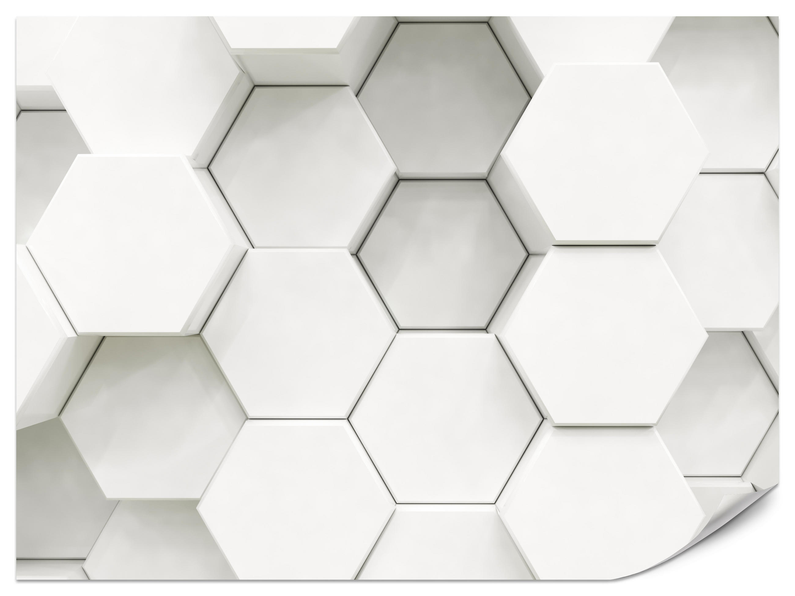 FOTOTAPETE für Wohnzimmer Hexagone Formen Geometrie 350x256 - Weiß/Grau, Papier (350/256cm) - Muralo