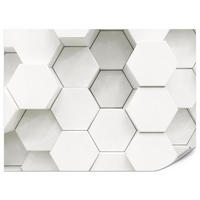 FOTOTAPETE für Wohnzimmer Hexagone Formen Geometrie 350x256 - Weiß/Grau, Papier (350/256cm) - Muralo