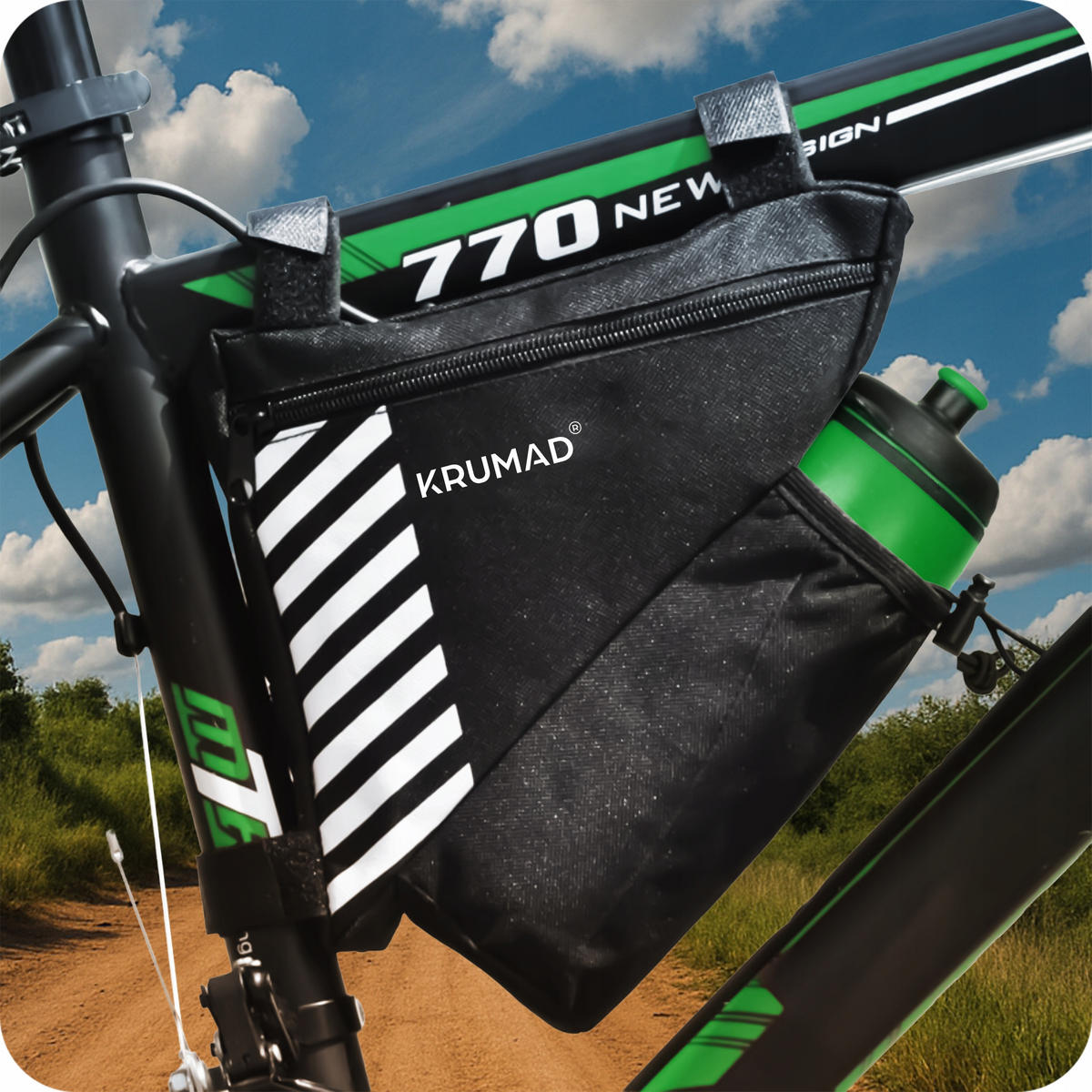 FAHRRADRAHMENTASCHE Dreiecktasche Wasserdicht Satteltasche für Fahrrad - Schwarz, Textil (20.5/18/5cm) - KRUMAD