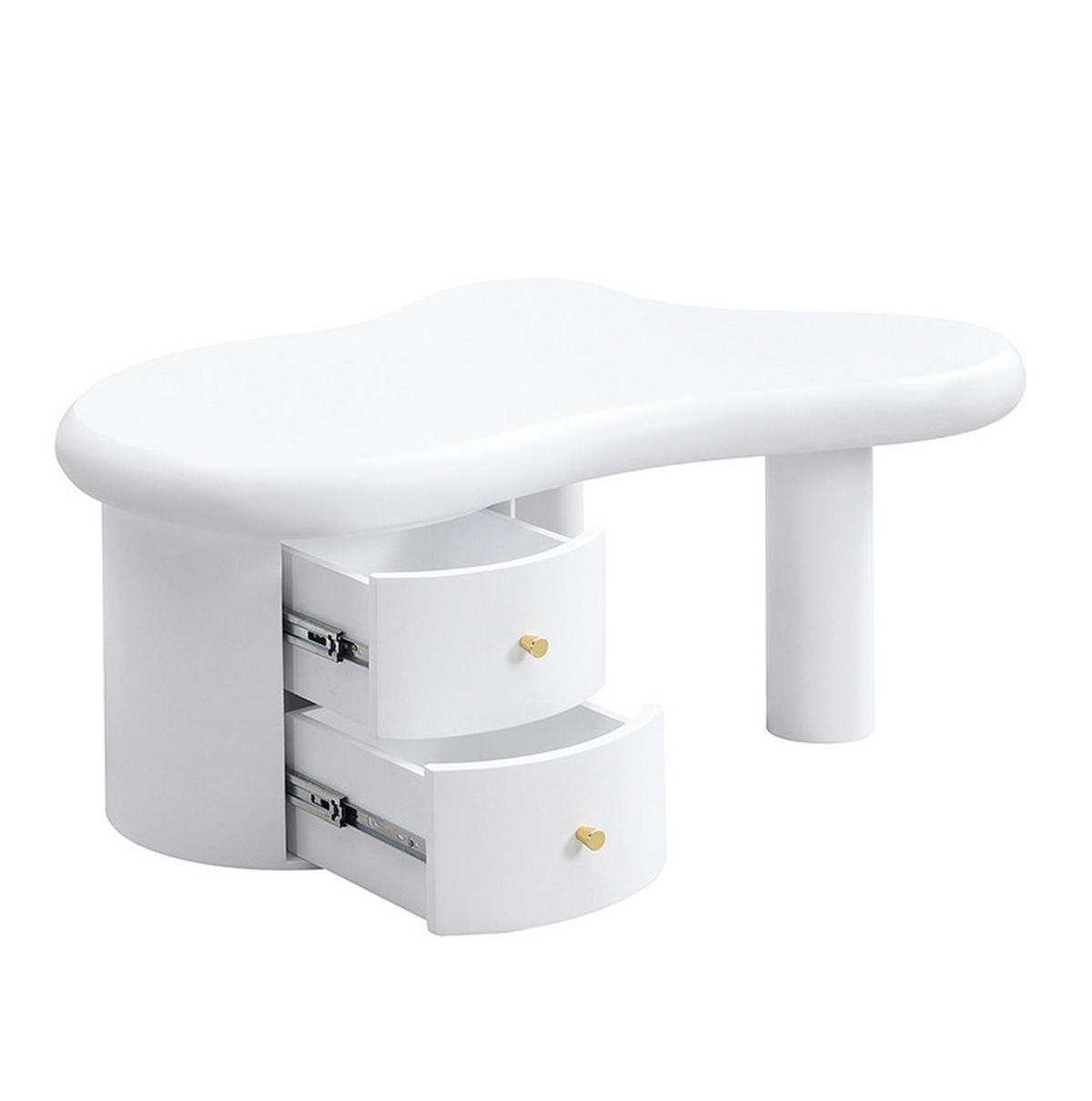 COUCHTISCH 97/64/42 cm mit 2 Schubladen, abgerundeten Kanten und MDF-Korpus, Weiß - Weiß, Holzwerkstoff (97/64/42cm) - Redom