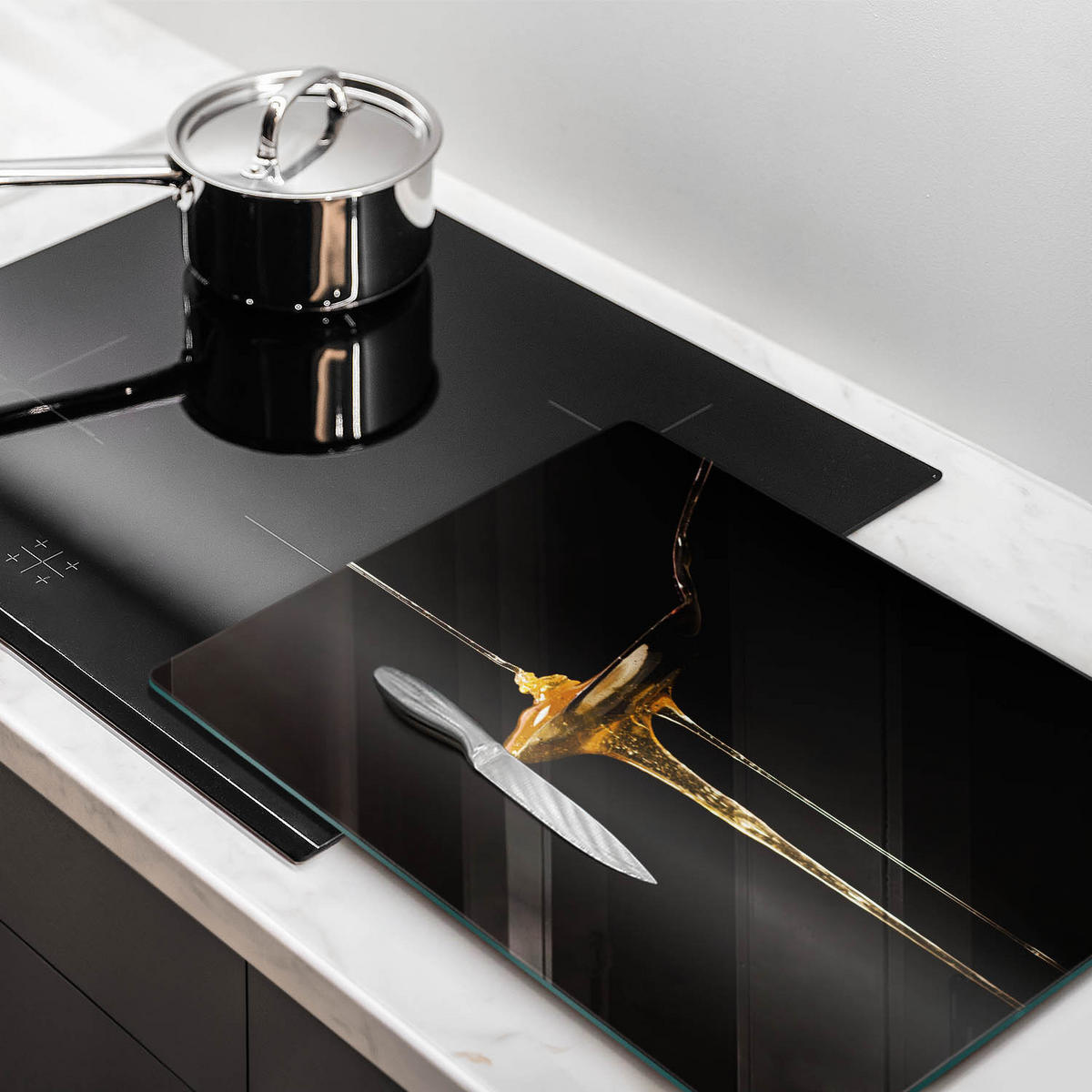 GLASPLATTE 40x52 cm Teelöffel Honig - Multicolor, Glas (40/52cm) - Wallfluent