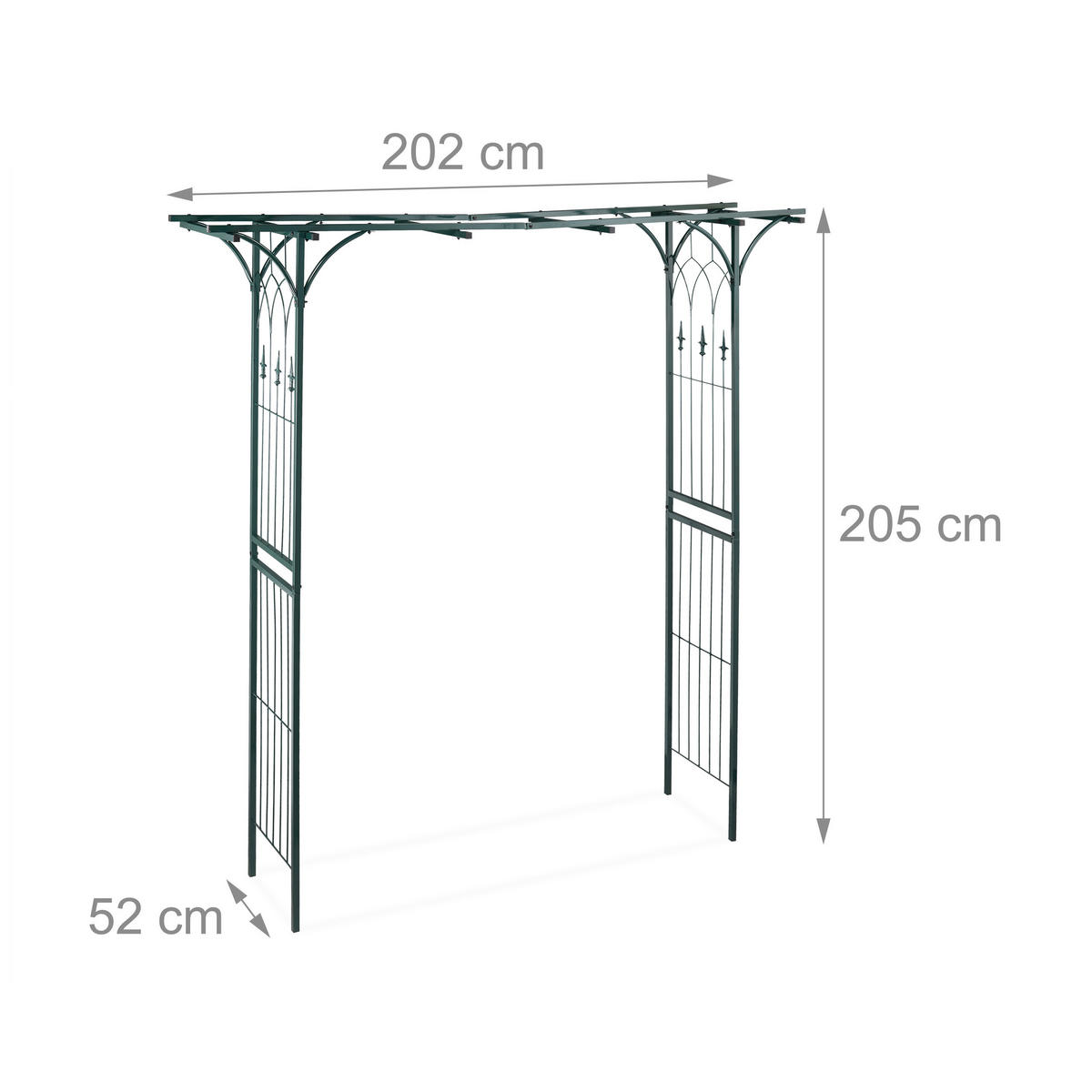 ROSENBOGEN - Dunkelgrün, Metall (202/205/52cm) - Relaxdays