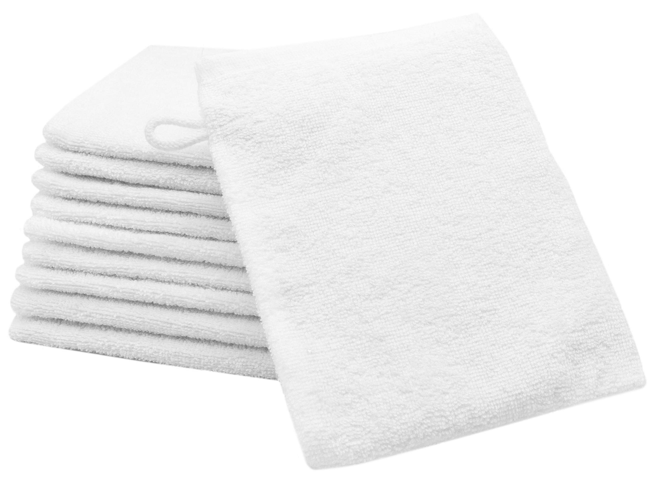 WASCHHANDSCHUH, 10er-Set, 16x21 cm, 100% Baumwolle, Weiß - Weiß, Textil (16/21cm) - Zollner