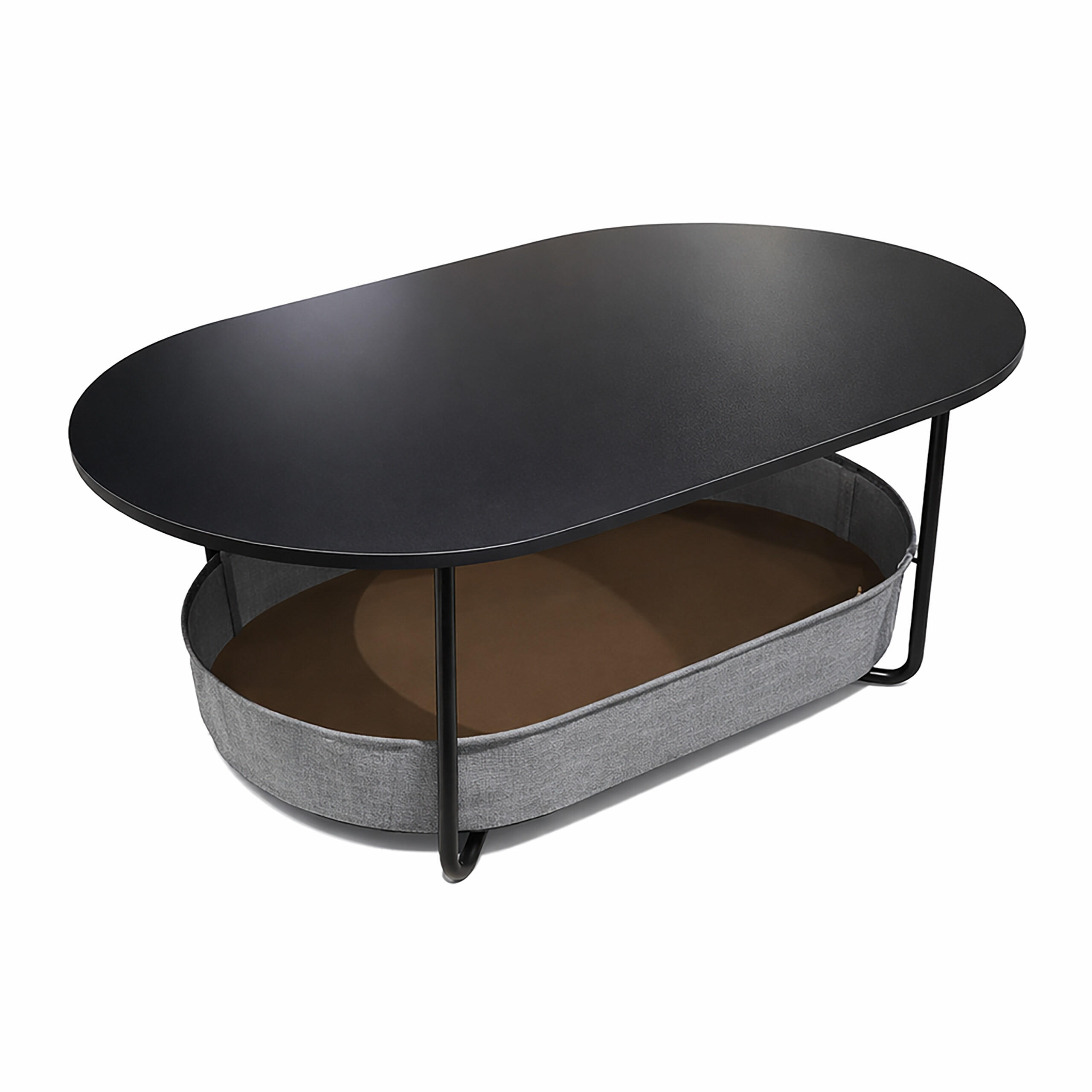 COUCHTISCH - Schwarz, Holzwerkstoff/Textil (45/100/55cm) - Relaxdays