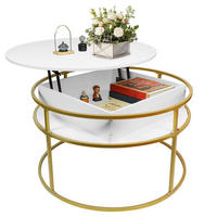 COUCHTISCH rund 80 cm Lift-Top Holz Beistelltisch Weiß - Weiß, Holz (80/80/60cm) - Kaket