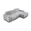 ECKSOFA OMBO 285x168x77/97 cm, Rechts, Schlaffunktion, elektr. Sitz, Kopfstützen, Buche dunkel, hydrophober SALVADOR-Stoff – Esche - Hellgrau, Holz/Textil (285/168cm) - DomoHome