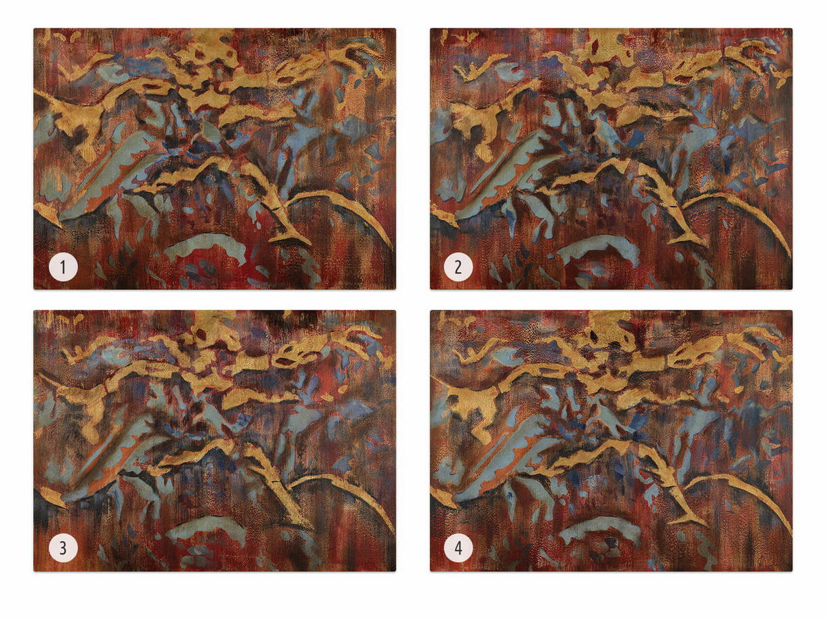 ACRYLBILD HANDGEMALT 100/70 cm - Blau/Rot, Holz/Textil (2.05/70cm) - KUNSTLOFT