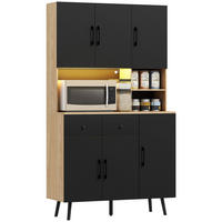 KÜCHENSCHRANK Schwarz und Eiche-Nachbildung, RGB-LED, 100/40/176 cm - Eichefarben, Holzwerkstoff (100/176/40cm) - PANGIVO