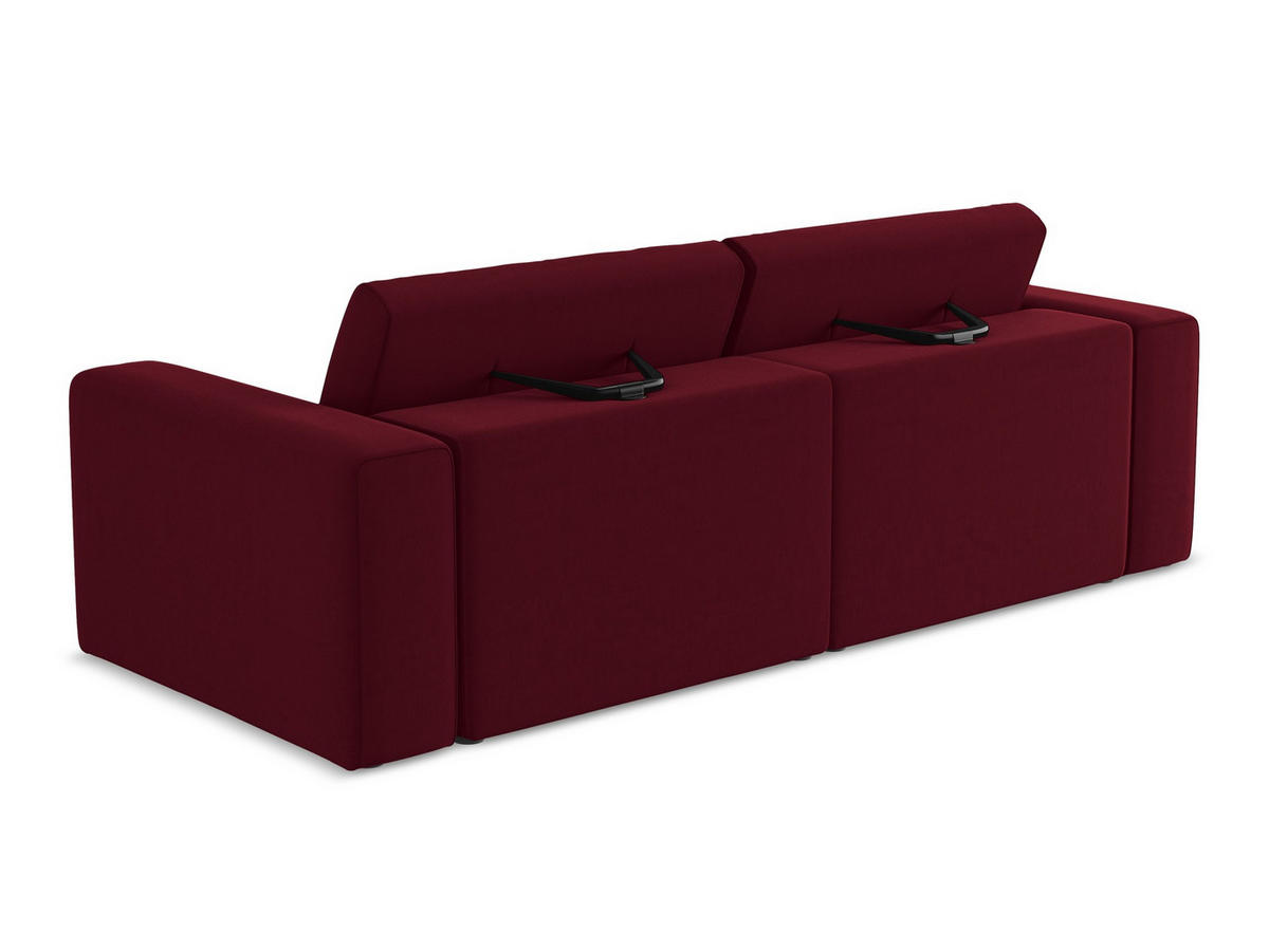 3-SITZER SOFA Samt Stoff Rot - Bordeaux/Beige, Kunststoff/Textil (224/80/103cm) - Makamii