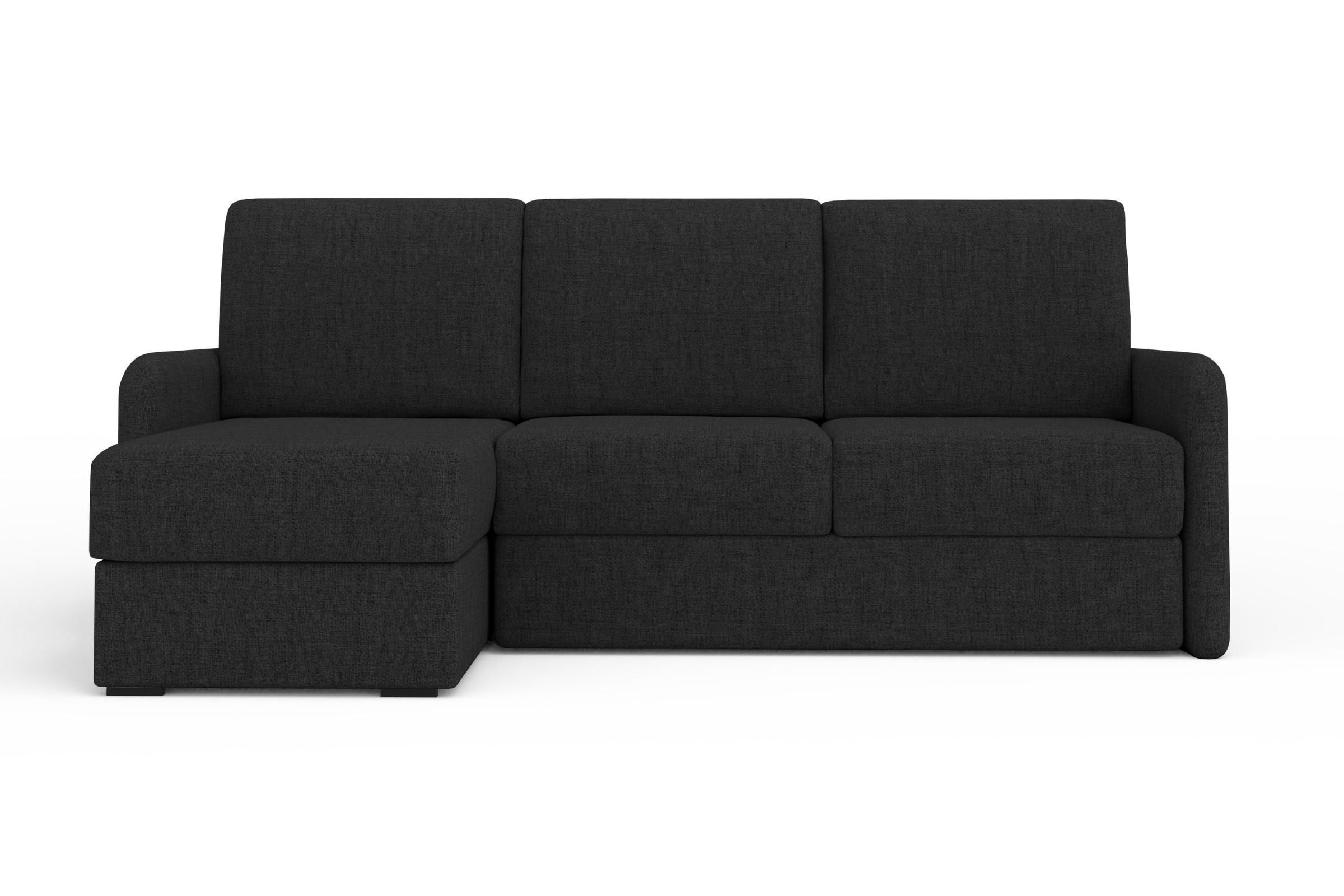 ECKSOFA BIANCO 215 cm breit in Stoff Schwarz links - Schwarz, Holzwerkstoff/Textil (215/145cm) - Deine Möbel 24