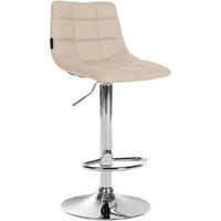 BARHOCKER James Kunstleder chrom creme - Chromfarben/Naturfarben, Kunststoff/Metall (43/108.5/46.5cm) - TPFLiving