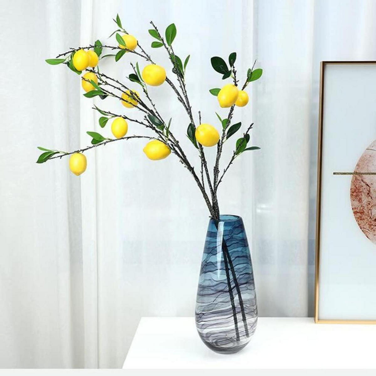 KÜNSTLICHE Zitrone 2-teiliges Set 80 cm - Gelb, Kunststoff (80cm)