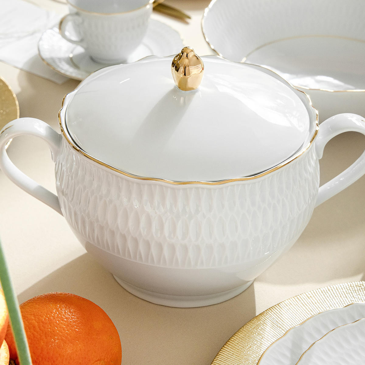 TAFELSERVICE 6 Personen CMIELOW SOFIA 25-tlg aus Porzellan - Weiß, Keramik (26/2/26cm) - KONSIMO®