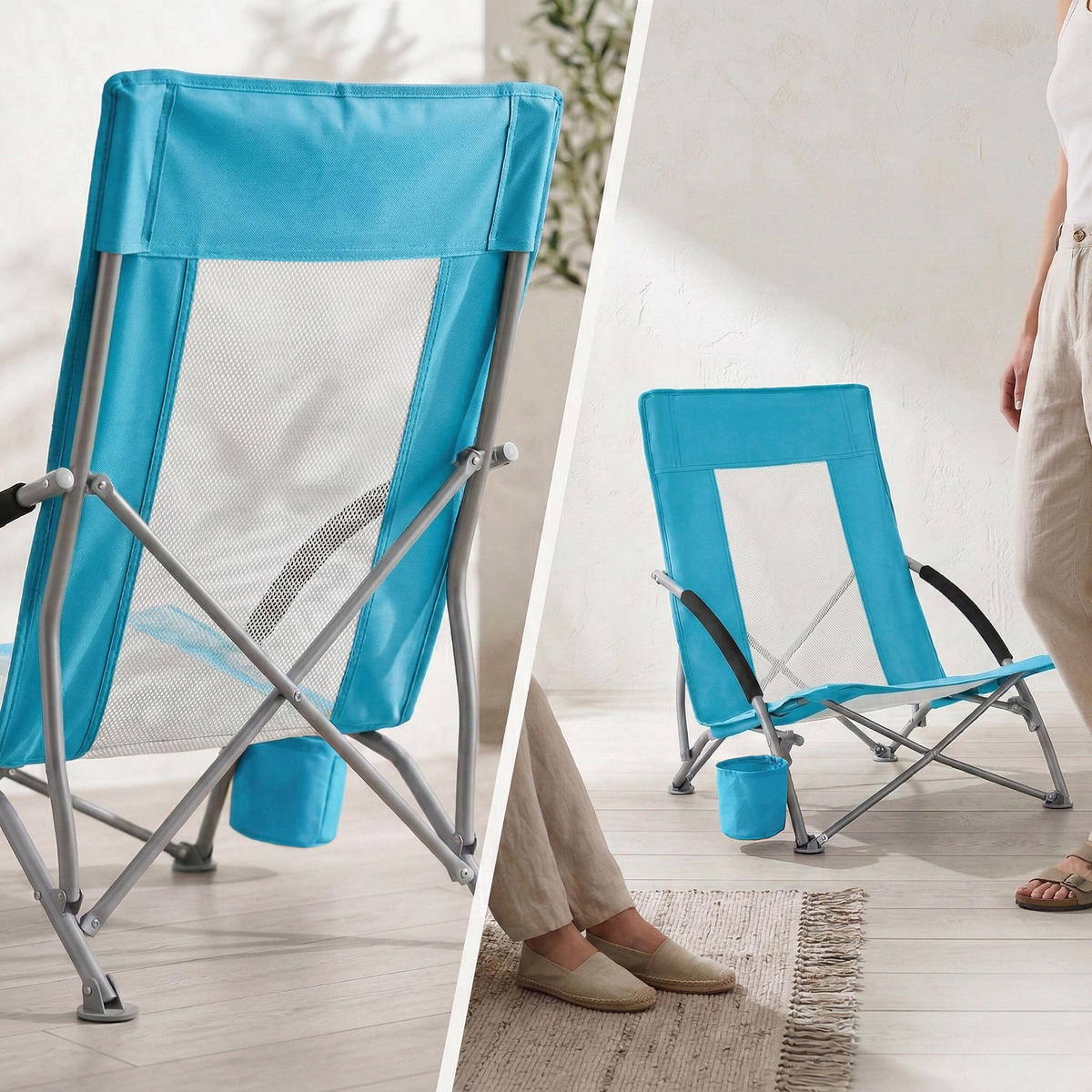 STOLICA - plava, tekstil/metal (55/67/58cm) - Relaxdays