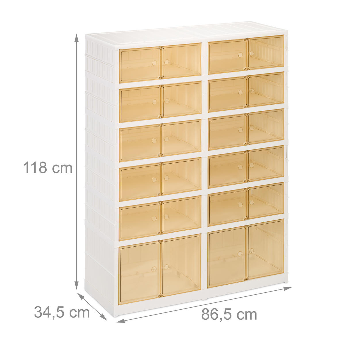 SCHUHSCHRANK - Weiß, Kunststoff (86.5/118/34.5cm) - Relaxdays