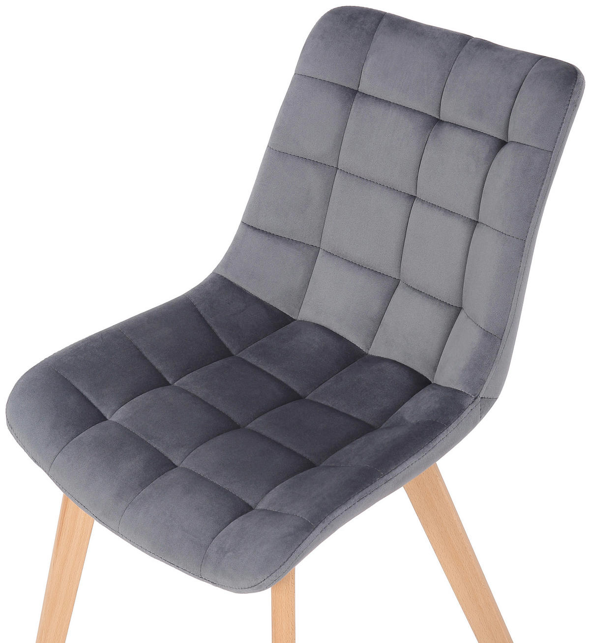 STUHL 2er Set Samt Grau - Eukalyptusholzfarben/Grau, Holz/Textil (46/82/61cm) - CLP