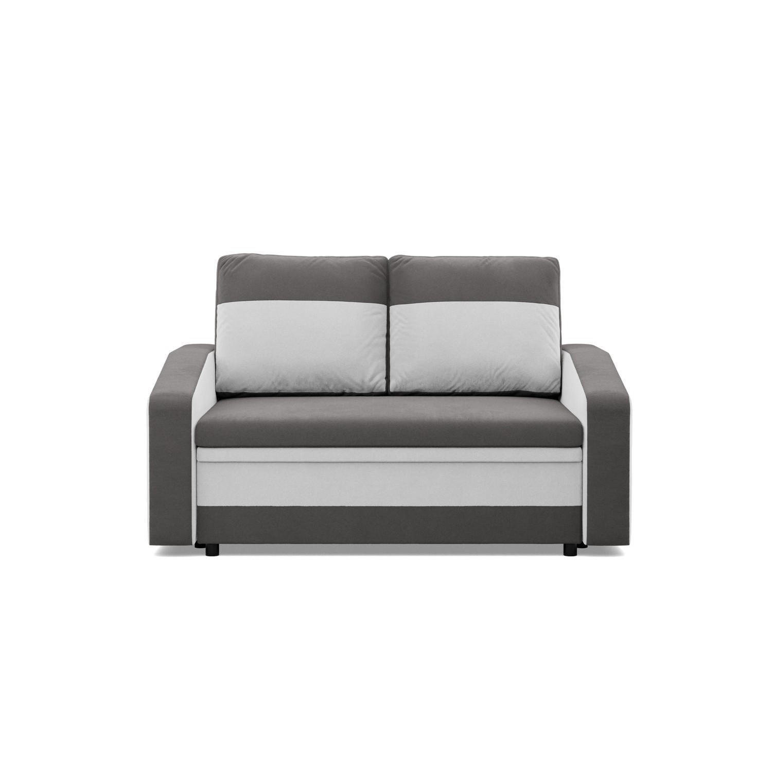 SOFA 2-SITZER MIT SCHLAFFUNKTION ORION, Grau + Weiß - Weiß/Grau, Textil (148/90/87cm)