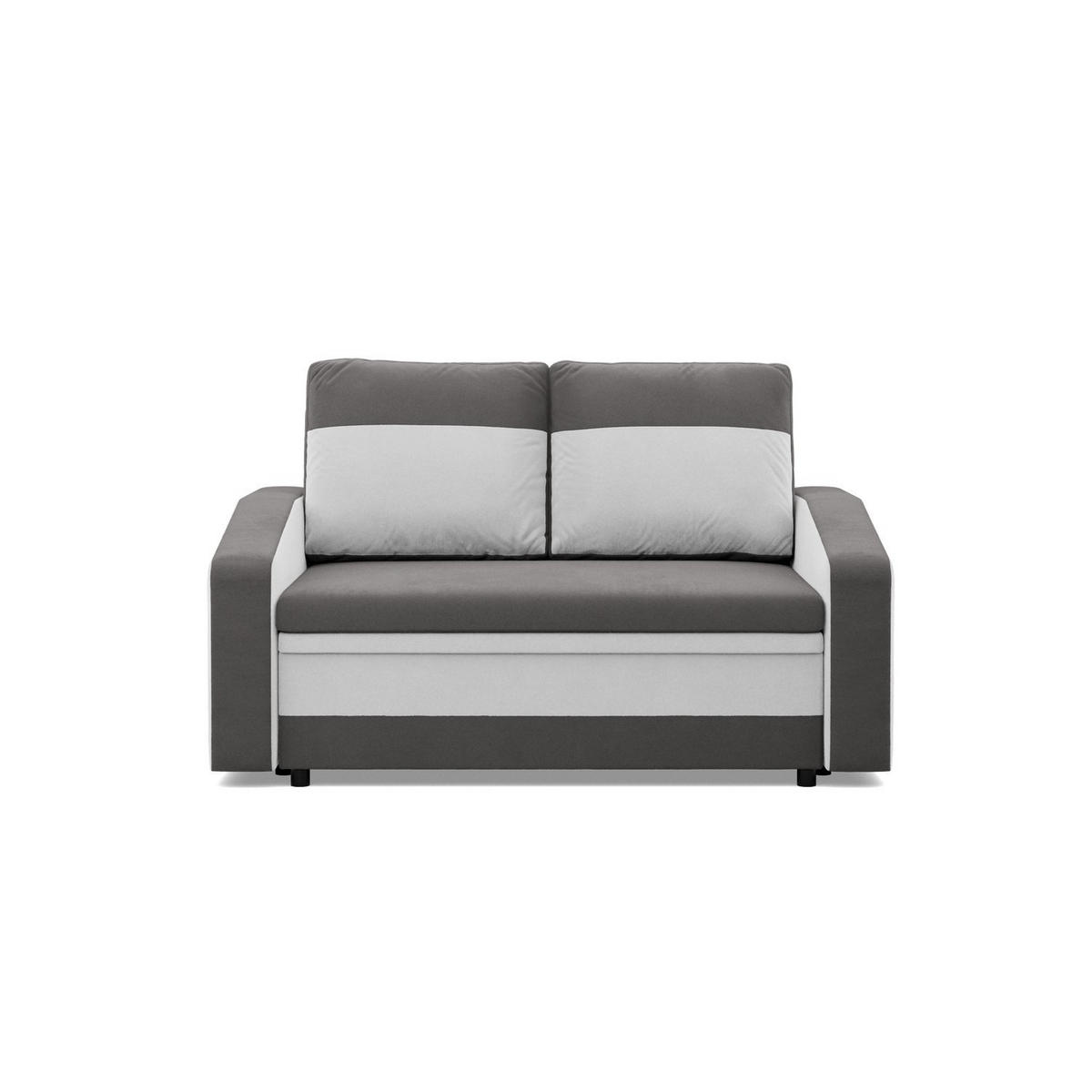 SOFA 2-SITZER MIT SCHLAFFUNKTION ORION, Grau + Weiß - Weiß/Grau, Textil (148/90/87cm)