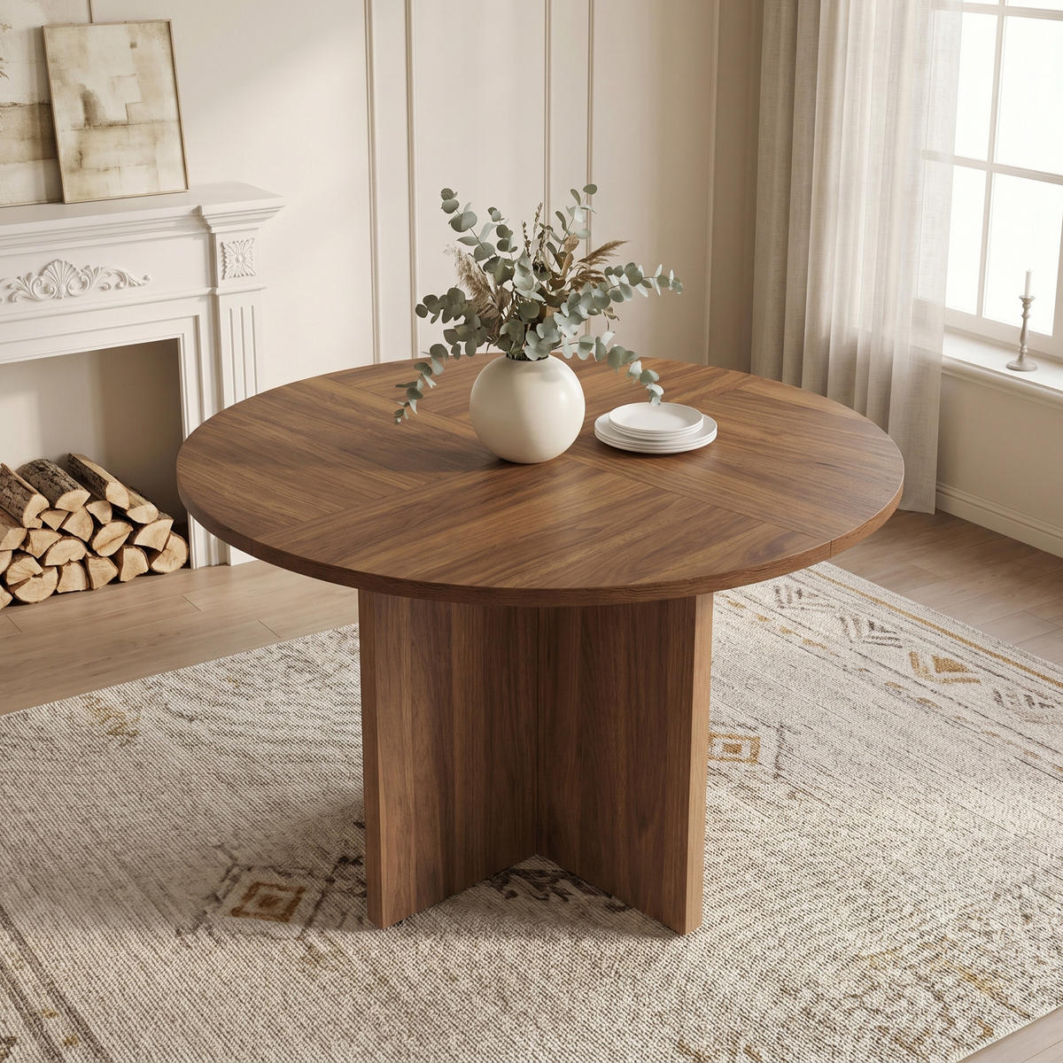 ESSTISCH Rund 120cm Walnuss Skandinavisch Modern - Walnussfarben, Holzwerkstoff (120/120/75cm) - FLIEKS